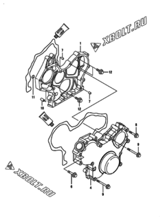  Двигатель Yanmar CNZP450J-N, узел -  Корпус редуктора 