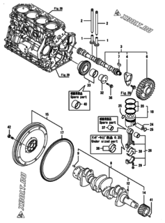  Двигатель Yanmar CNZP850J-N, узел -  Распредвал, коленвал и поршень 