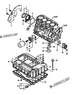  Двигатель Yanmar AFZP850J-P, узел -  Крепежный фланец и масляный картер 