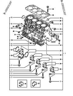  Двигатель Yanmar ANCP850J-T(B), узел -  Блок цилиндров 