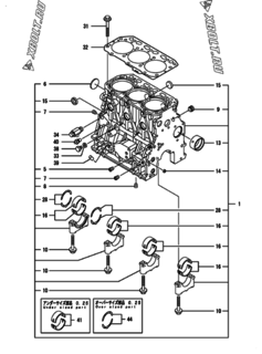  Двигатель Yanmar ANCP450J-P, узел -  Блок цилиндров 