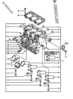  Двигатель Yanmar CP5WN-SNB, узел -  Блок цилиндров 