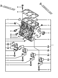  Двигатель Yanmar CP10WE1-TPB, узел -  Блок цилиндров 