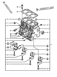  Двигатель Yanmar CP10WG-TPB, узел -  Блок цилиндров 
