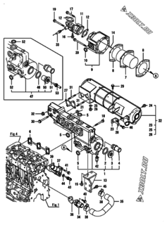  Двигатель Yanmar CP10WG-TNB, узел -  Выпускной коллектор и теплообменник 