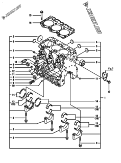  Двигатель Yanmar CP5WG1-TNB, узел -  Блок цилиндров 