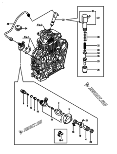  Двигатель Yanmar L100N5-GY, узел -  Топливный насос высокого давления (ТНВД) и форсунка 