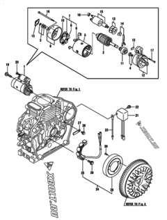 Двигатель Yanmar L48N5-GEY, узел -  Стартер и генератор 