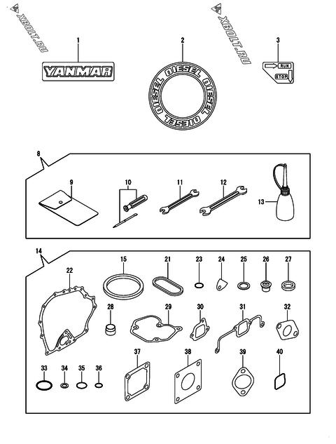  Инструменты, шильды и комплект прокладок двигателя Yanmar L48N5-GEY
