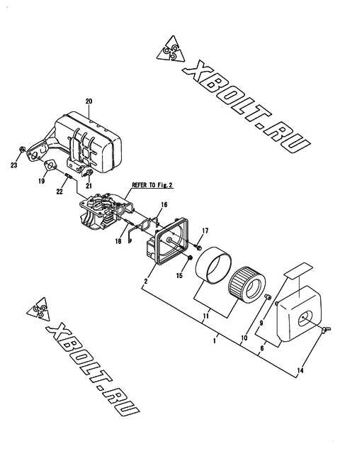  Воздушный фильтр и глушитель двигателя Yanmar L70N5-GEY