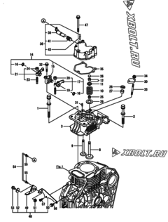  Двигатель Yanmar L100N6-GEYCS, узел -  Головка блока цилиндров (ГБЦ) 