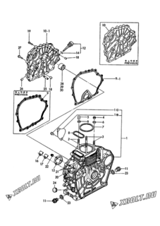  Двигатель Yanmar LP8E, узел -  Блок цилиндров 