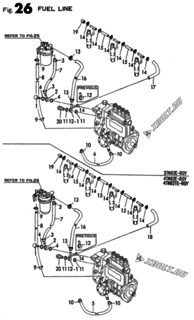  Двигатель Yanmar 3TN82E-RGY, узел -  Топливопровод 