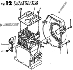  Двигатель Yanmar YSG1300BE, узел -  Корпус вентилятора охлаждения 