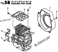  Двигатель Yanmar YSG3000BE, узел -  Корпус вентилятора охлаждения 
