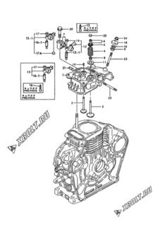  Двигатель Yanmar YDP3E, узел -  Головка блока цилиндров (ГБЦ) 