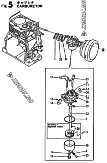  Двигатель Yanmar GE36E-DP, узел -  Карбюратор 