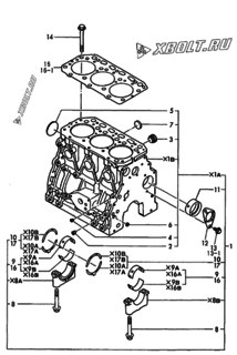  Двигатель Yanmar 3TN84E-GB1, узел -  Блок цилиндров 