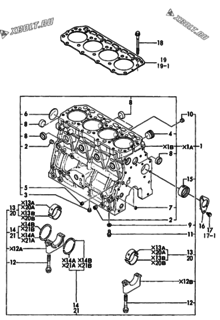  Двигатель Yanmar 4TN84TE-GB1, узел -  Блок цилиндров 