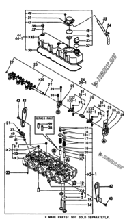  Двигатель Yanmar 4TN84TE-GB1, узел -  Головка блока цилиндров (ГБЦ) 