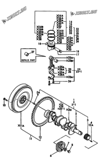  Двигатель Yanmar 4TN84TE-GB1, узел -  Коленвал и поршень 