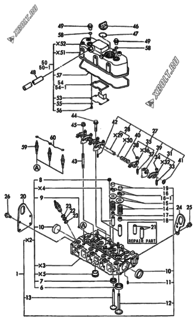  Двигатель Yanmar 3TNA72E-GB2, узел -  Головка блока цилиндров (ГБЦ) 