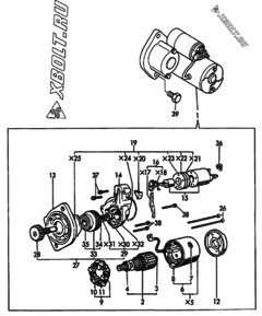  Двигатель Yanmar 3TN84E-GB2, узел -  Стартер 