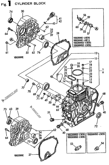  Блок цилиндров двигателя Yanmar YDG3000E-1