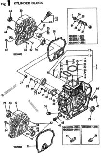  Двигатель Yanmar YDG2000E-1, узел -  Блок цилиндров 