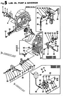  Двигатель Yanmar YDG2000E-1, узел -  Масляный насос и регулятор оборотов 