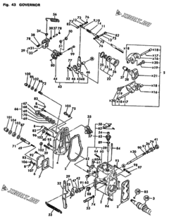  Двигатель Yanmar 4T112TLE-GB1, узел -  Регулятор оборотов 