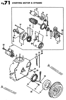 Двигатель Yanmar 3SE(L40E-D), узел -  Стартер и генератор 