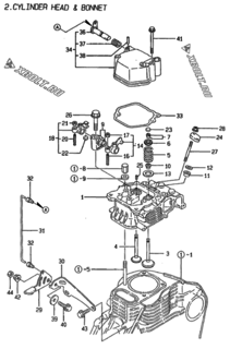 Двигатель Yanmar YDG5500TE-2, узел -  Головка блока цилиндров (ГБЦ) 