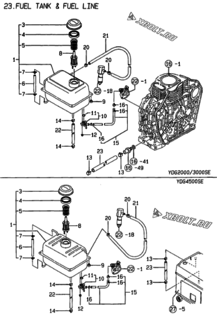  Двигатель Yanmar YDG4500SE, узел -  Топливный бак и топливопровод 