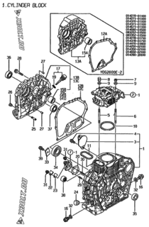  Двигатель Yanmar YDG2000E-2, узел -  Блок цилиндров 