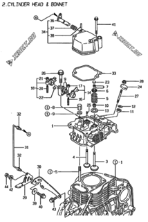  Двигатель Yanmar YDG2000E-2, узел -  Головка блока цилиндров (ГБЦ) 