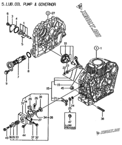  Двигатель Yanmar YDG3000E-2, узел -  Масляный насос и регулятор оборотов 
