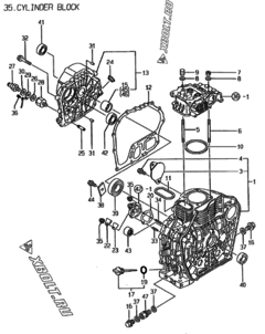  Двигатель Yanmar YDG2000KE-B1, узел -  Блок цилиндров 