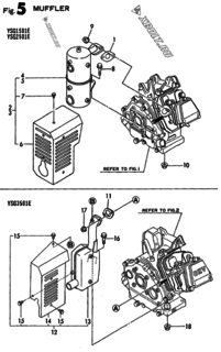  Двигатель Yanmar YSG1501E, узел -  Глушитель 