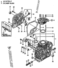  Двигатель Yanmar YDW190E-6B, узел -  Блок цилиндров 