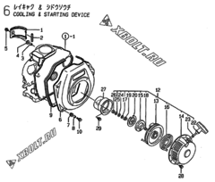  Двигатель Yanmar YDW190E-6EB, узел -  Пусковое устройство 