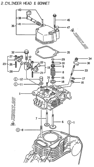  Головка блока цилиндров (ГБЦ) двигателя Yanmar YDG2501SE