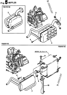  Двигатель Yanmar 1501SE-5, узел -  Глушитель 