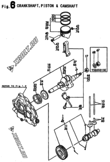  Двигатель Yanmar 1501SE-5, узел -  Коленвал, поршень и распредвал 