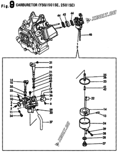  Двигатель Yanmar 2501SE-5E(F), узел -  Карбюратор 
