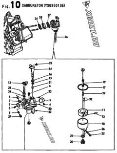  Двигатель Yanmar 3501SE-5, узел -  Карбюратор 
