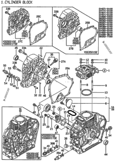 Двигатель Yanmar YDG2501SE, узел -  Блок цилиндров 
