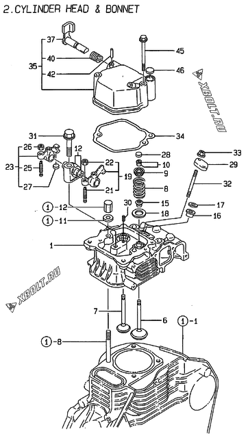  Головка блока цилиндров (ГБЦ) двигателя Yanmar YDG3501SE