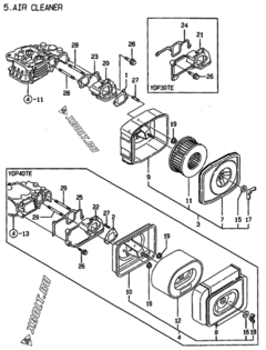  Двигатель Yanmar L40AE-DP2T, узел -  Воздушный фильтр 