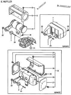  Двигатель Yanmar L40AE-DP2T, узел -  Глушитель 
